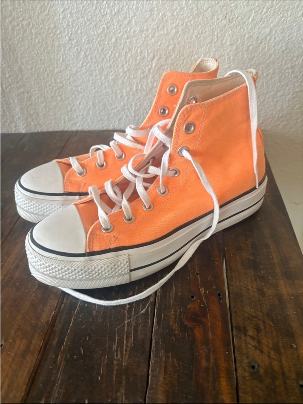 Orange  converse High-Top Canvas Sneakers platform size 8.5